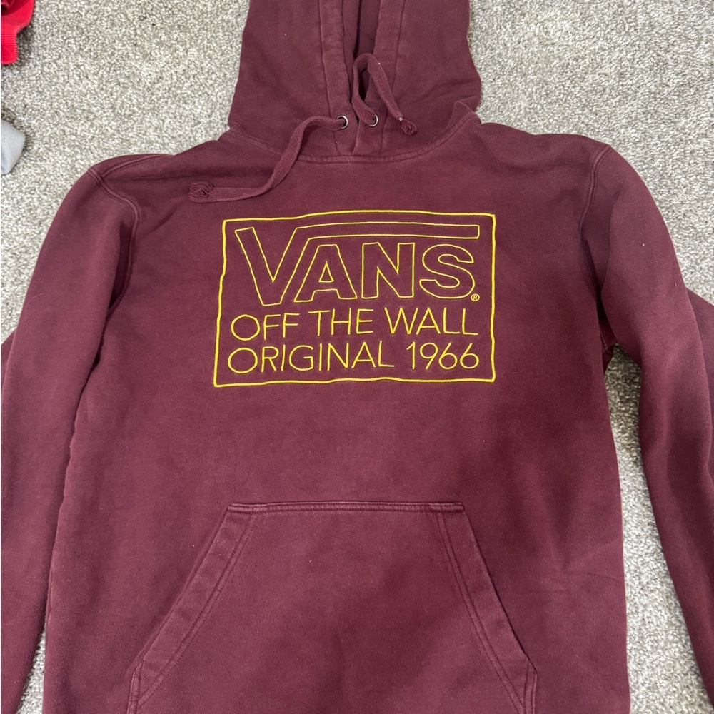 Vans Maroon Hoodie with Yellow Logo